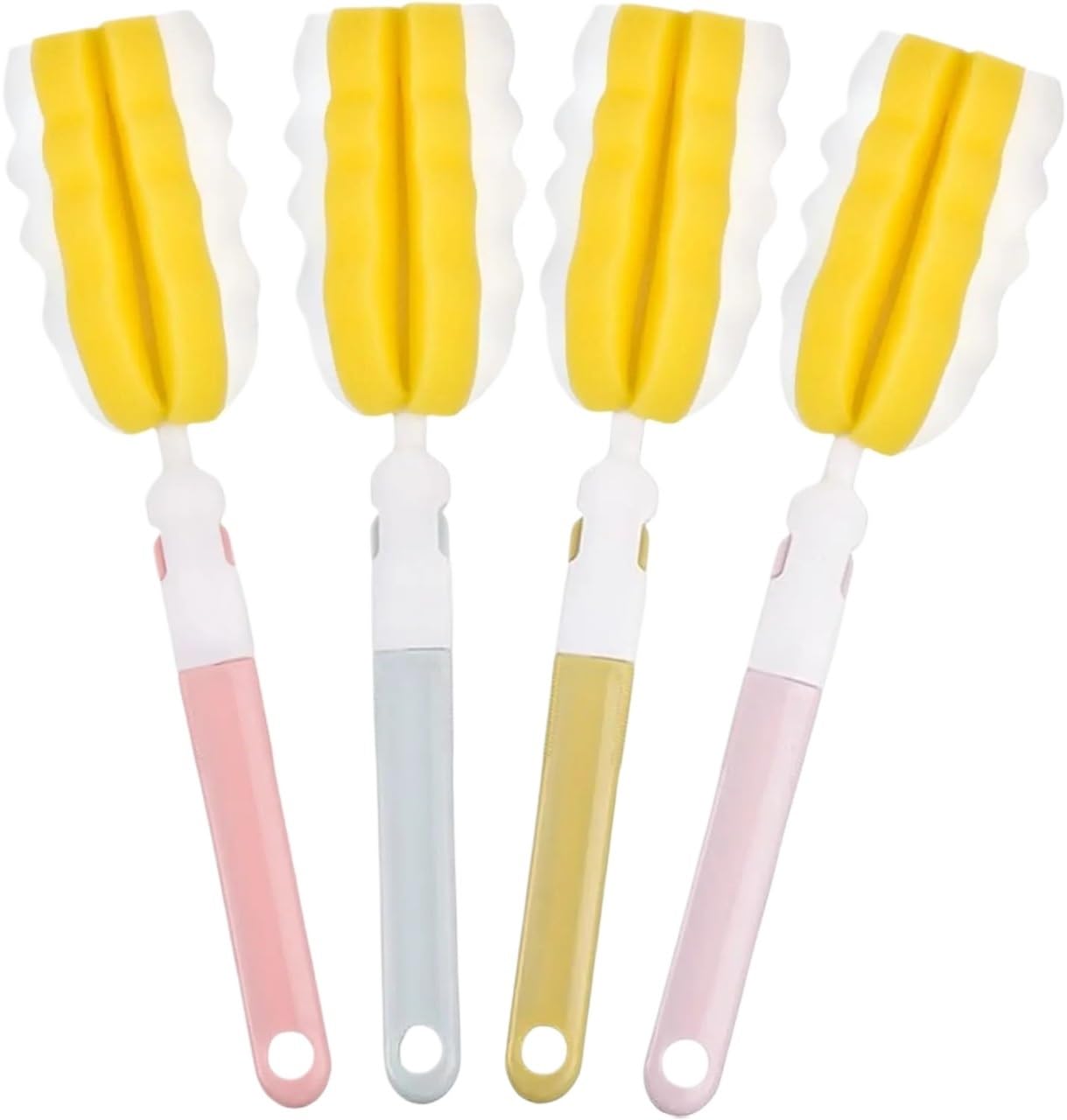 Scovolino per Bottiglie Spazzola for bottiglie da 4 pezzi con manico lungo in spugna for detergente for tazze portatile staccabile for lavare i piatti in cucina