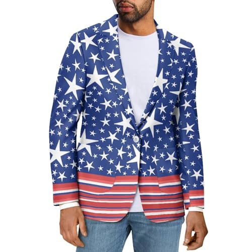 Blazer for Men One Button Suit Jacket Notch Lapel Casual Suit Blazer Sports Coat Elegant Blazer for Party