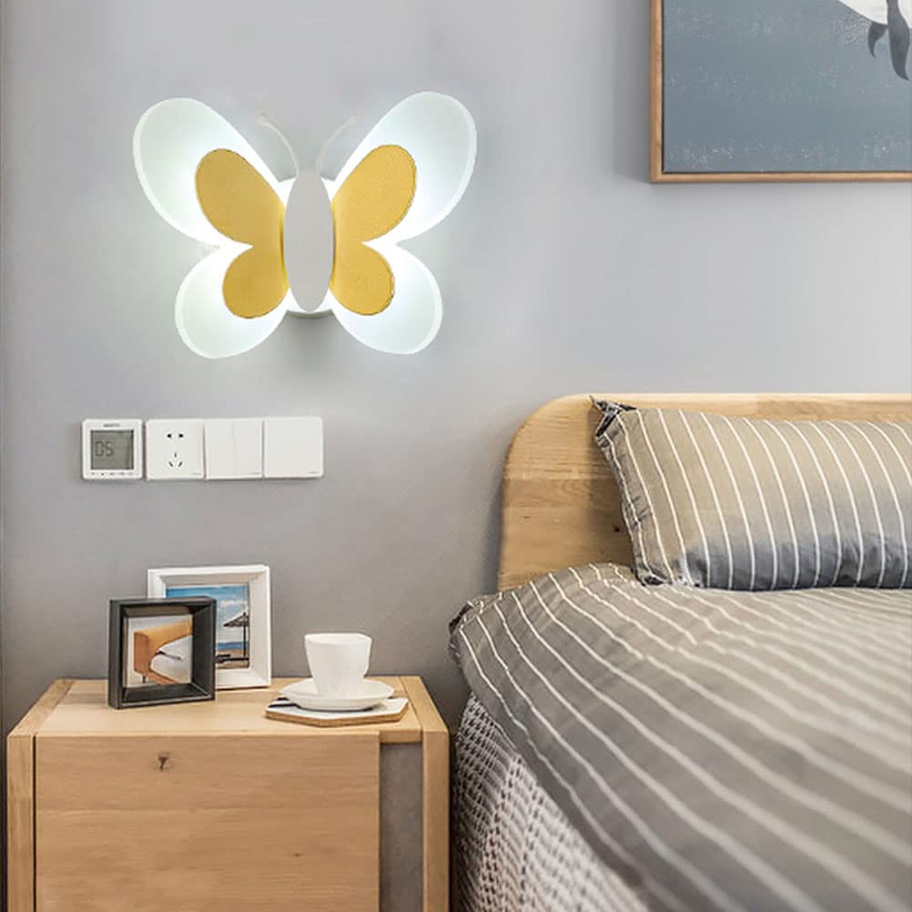 Lámpara de pared para habitación infantil Lámpara de pared de mariposa regulable con control remoto Lámpara de noche de dibujos animados Iluminación de pared decorativa moderna Lámpara para niños de