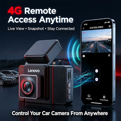 Image of Lenovo Dual Dash Camera for Car - 3 inch IPS Touch Display, 2K Front + 1080P Rear, GPS, WiFi, Remote Live View, 24H Parking Monitor, G-Sensor, T8-B2C