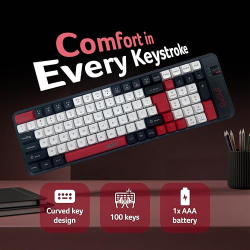 Image of Acer RedShift Wireless Keyboard & Mouse Combo | Bluetooth + 2.4GHz Dual Mode | Multi-Device | 100-Key Slim Quiet Keyboard | 6-Button Mouse with 1600 DPI | Windows, Android, iOS | Black & Red