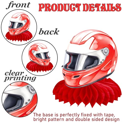 Image of Need Four Speed Birthday Honeycomb Centerpieces 12Pcs Race Car 4th Birthday Party Decorations Red Racing Car Table Centerpieces for Checkered Flag Racing Baby Shower Supplies