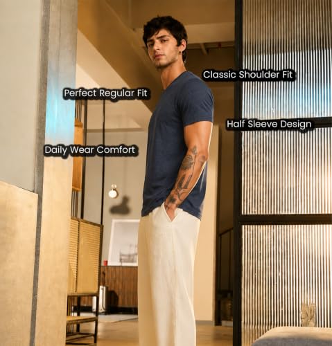 Image of Sleepynuts Men's Everyday Wear Crew Neck Regular Fit T-Shirt | Half Sleeve Solid Plain Casual T-Shirt for Men | Soft Breathable Fabric |