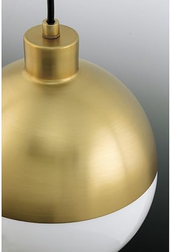 Miniatura 4 de Globe LED Collection - Lámpara colgante moderna de cristal ópalo de mediados de siglo, bronce cepillado