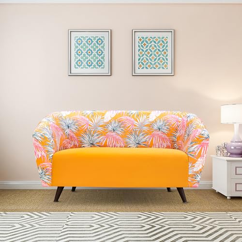 Image of Duroflex Meadow - Premium Accent Love Seat with Channel-Stitched Upholstery | Plush Foam & Curved Backrest | Durable & Elegant Seating | 3 Year Warranty - Floral Yellow
