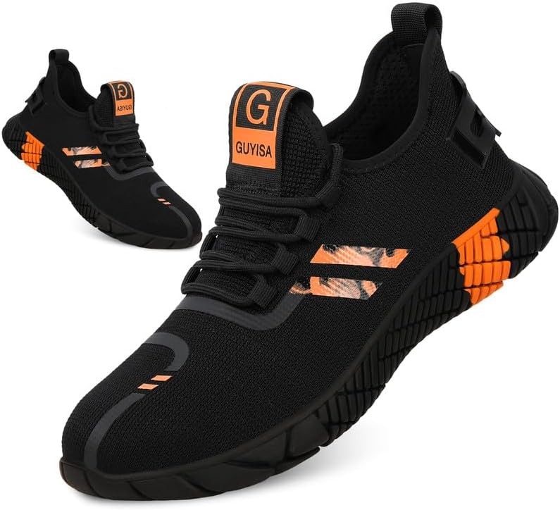 KGJIANDASteel Toe Shoes for Men Breathable and Lightweight Safety Shoes Indestructible Construction Shoes