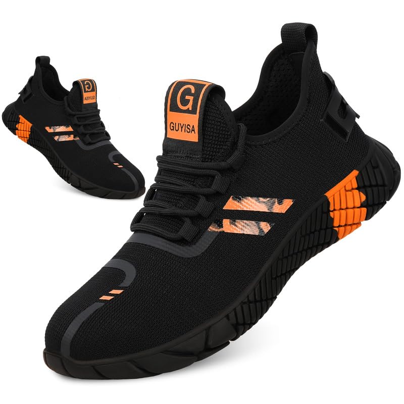 KGJIANDASteel Toe Shoes for Men Breathable and Lightweight Safety Shoes Indestructible Construction Shoes