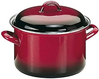 ibili Stockpot Volcan z pokrywką 24 cm ze stali emaliowanej, czerwony/czarny, 24 x 24 x 10 cm