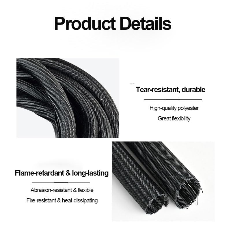 Protector de cuerda para cables de 10 pies - Tubo dividido para administración de cables USB, audio y video, protege cables contra mordeduras (Negro) miniatura 5