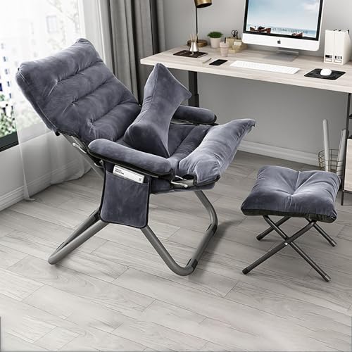 Comfy Folding Chair Outdoor Lounge Chairs With 3 Adjustable Position, With Side Pocket Folding Reclining Patio Chairs With Removable Cushion Padded Zero Gravity Chair For Indoor Outdoor ( Color : Ligh