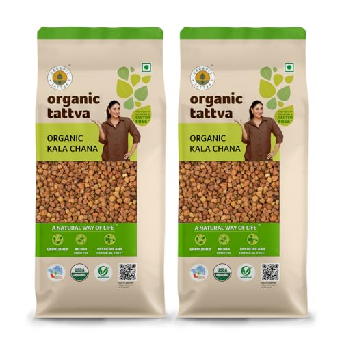 Image of Organic Tattva Kala Chana (Black Chickpeas) 2 KG | 100% Vegan, Gluten Free, Organic and Unpolished | Nutrient Superfood- High in Protein, Dietary Fiber, Amino Acids | Ideal food for everyone