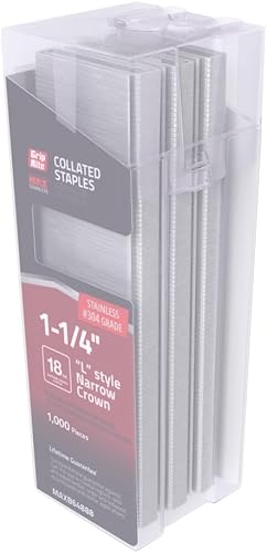 Miniatura 2 de Grip-Rite PrimeGuard Max MAXB64888, Narrow Crown Staple 18GA, 1/4" x 1-1/4", 304 Stainless Steel, 1000 Staples, Clamshell Packaged