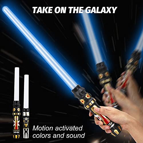 Image of TOY Life Light Up Saber 2 Pack Light up Saber for Kids Extendable Light Up Toy Sword for Kids Lightsavers with Motion Sensitive FX Sound Dark Saber for Adults Kids Halloween Dress Up Parties Gifts