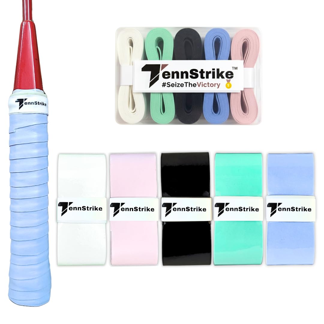 Badminton Rubber Overgrip Box | Pack of 5 | Sweat-Absorbent, Anti-Slip, Tacky, Durable Grips | Multicolor Racket Overgrip Tape for Badminton, Tennis, Pickleball and More