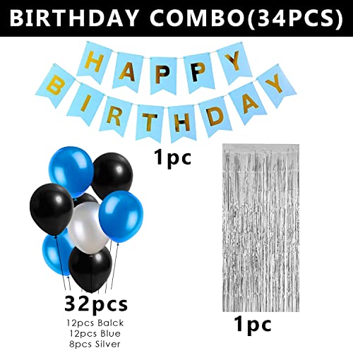 Party-Propz-Blue-With-Silver-Happy-Birthday-Decoration-Items-Kit-Combo-Set-Birthday-Bunting-Silver-Foil-Curtain-Metallic-Balloons-34-pieces