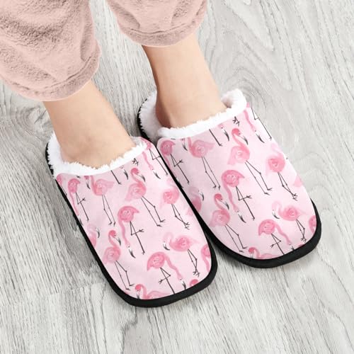 Flamingo Pattern Slippers, Memory Foam Non-Slip Indoor House Slippers Bedroom Hotel Travel Home Shoes for Women Men2