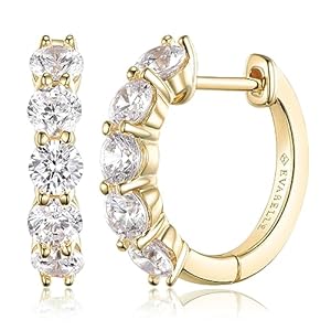 Evabelle Gold Hoop Earrings for Women 14K Real Gold Plated Huggie Hoop Earring Diamond Cut 5A Cubic Zirconia Cuff Earrings Cartilage Hoop Earring Huggie Stud for Men Teen 925 Sterling Silver Post Hypoallergeni