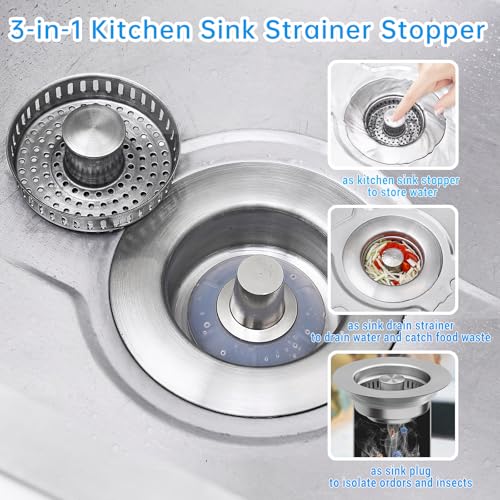 Colador desagüe de fregadero de cocina 3 en 1 acero inox miniatura 2