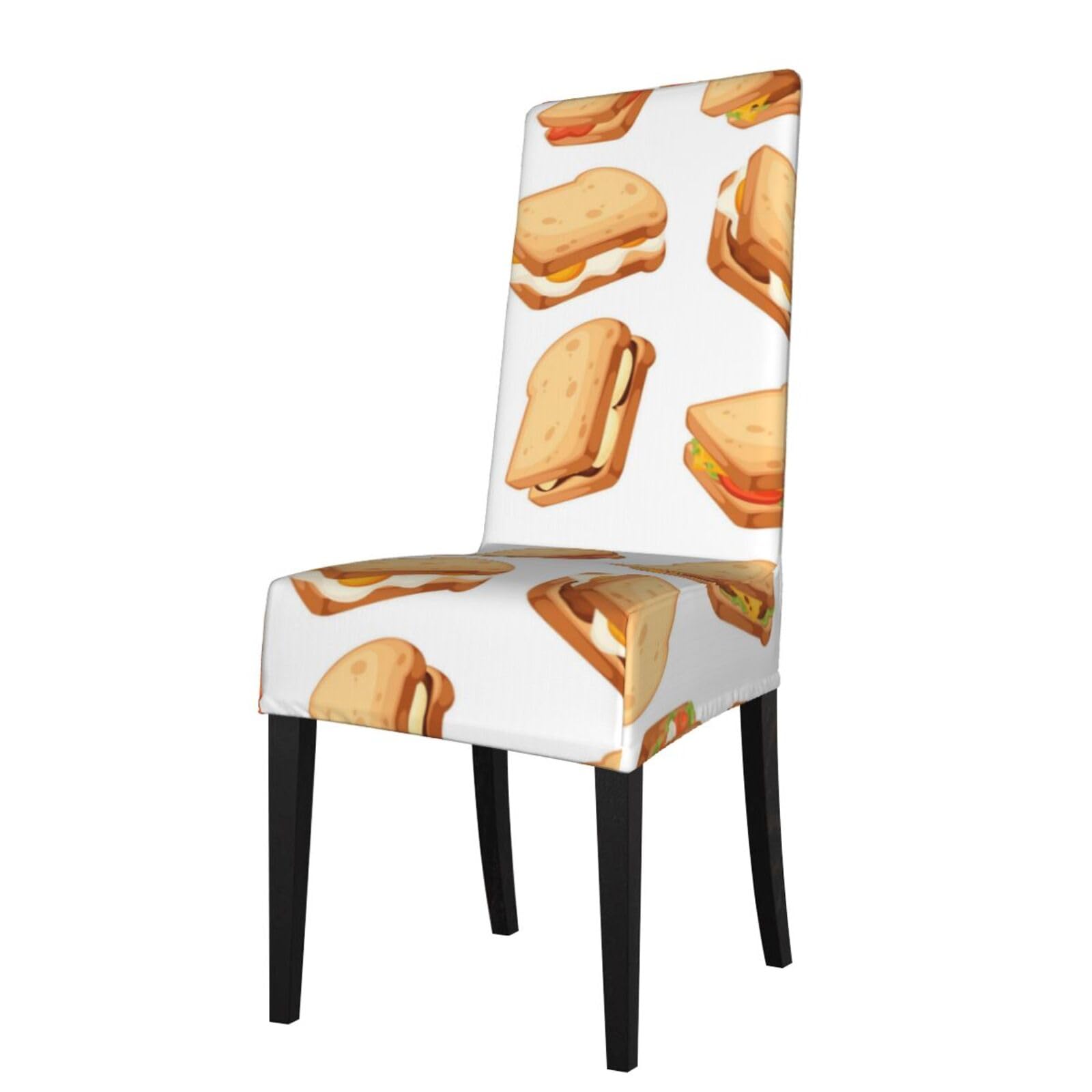 LKYMOH Cartoon Cheese Sandwich Pattern, Chair Covers Stretch Chair Slipcovers for Dining Room, for Party Pet Protection Universal Fit Soft Polyester