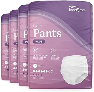 Amazon Basic Care Lady Pants Discreet Plus Large, 4 packs of 7 (28 Total)