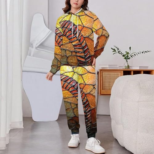 Boys Girls Pullover Hoodie Jogger Pants Kid Outfit Sweatshirt Sweatpants Set, Baseball Stained Glass Art2