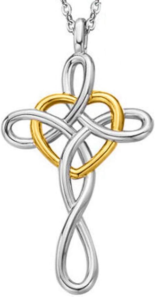 Jewelers Stainless Steel Love Knot Heart Shaped Cross Pendant Necklace