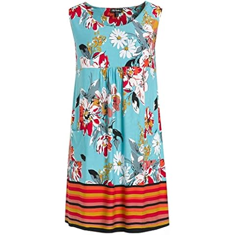 Ulla Popken Vestido de Punto Con Ribete de Flores/Rayas Cover