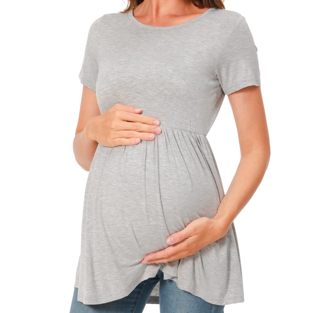 Bearsland Top maternità Donna Manica Corta Girocollo Camicia maternità Vestiti Gravidanza