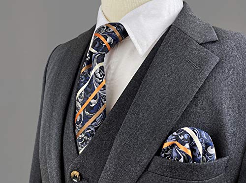 S&W SHLAX&WING Conjuntos de gravatas para homens gravata cinza escuro gravata marrom listrada tamanh
