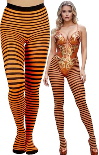 Image of ToBeInStyle Women's Thin Horizontal Stripe Opaque Tights Pantyhose - Regular or Plus