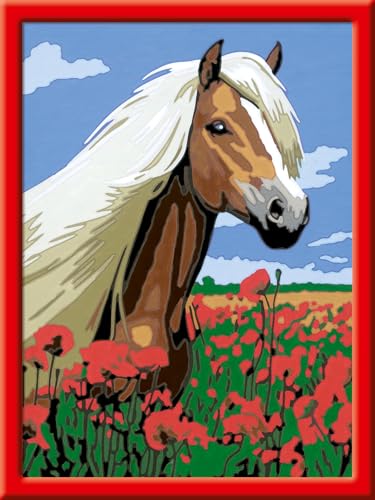 Ravensburger CreArt 28652 - Haflinger - Malen nach Zahlen Pferd für Kinder ab 7 Jahre, Malset mit Rahmen, Pinsel und Acrylfarben, Geschenk für Mädchen und Jungen, mit Stickern