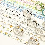 12 Rolls Kawaii Cartoon Washi Tape Set Cute Sea Lion Bird Hamster Shiba Inu Penguin Raccoon Panda...