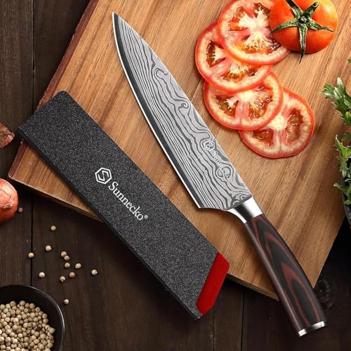 Sunnecko 20cm Messer Küchenmesser Kochmesser - Küchenmesser Profi Messer Scharfes Chefmesser...