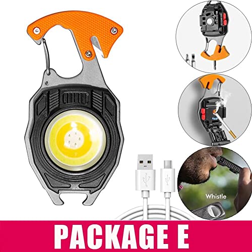 Image of KRESHU Emergency Light Rechargeable | 7-in-1 Car Keychain Flashlight with Electric Lighter, Screwdriver, Bottle Opener, Magnetic Work Light, Emergency Torch for Camping, Car, Home & Outdoor Use