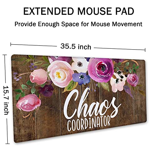 Image of SSOIU Large Mouse Pad, Full Desk XXL Extended Gaming Mouse Pad 35.5 inch X 15.7 inch, Waterproof Desk Mat Stitched Edges, Non-Slip Laptop Computer Mousepad for Office and Home, Chaos Coordinator Funny Quote