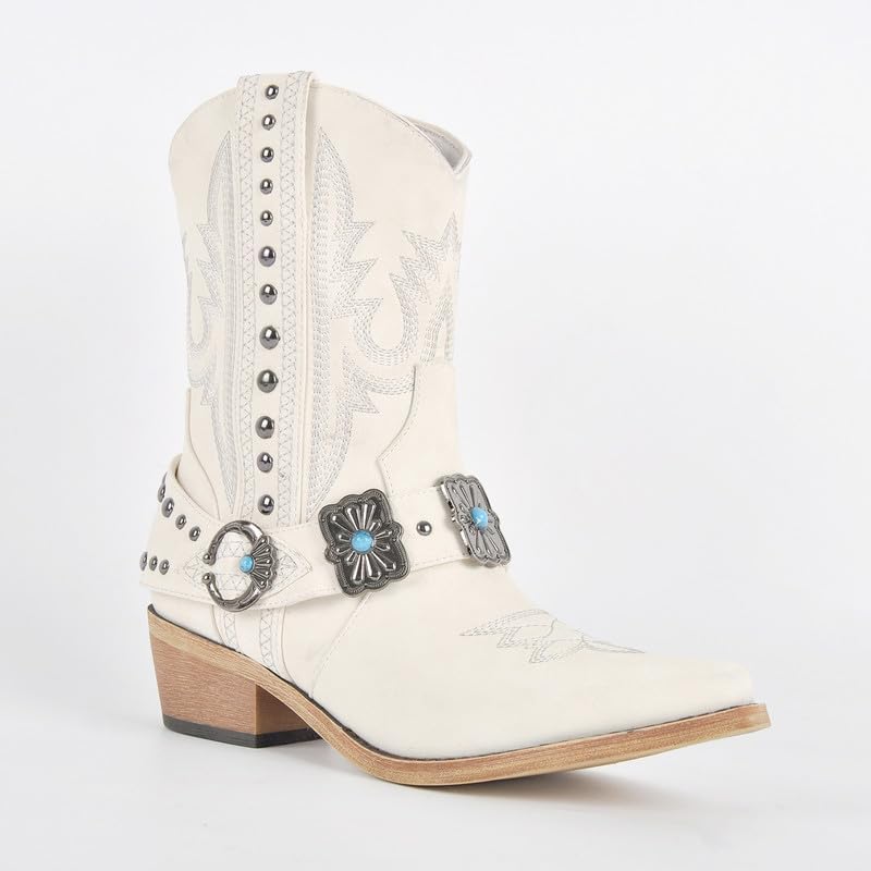 Only maker Cowgirl Western Boots for Women Ankle High Embroidery Pointed Toe Cowboy Rodeo Country Concert Boot - Image 3