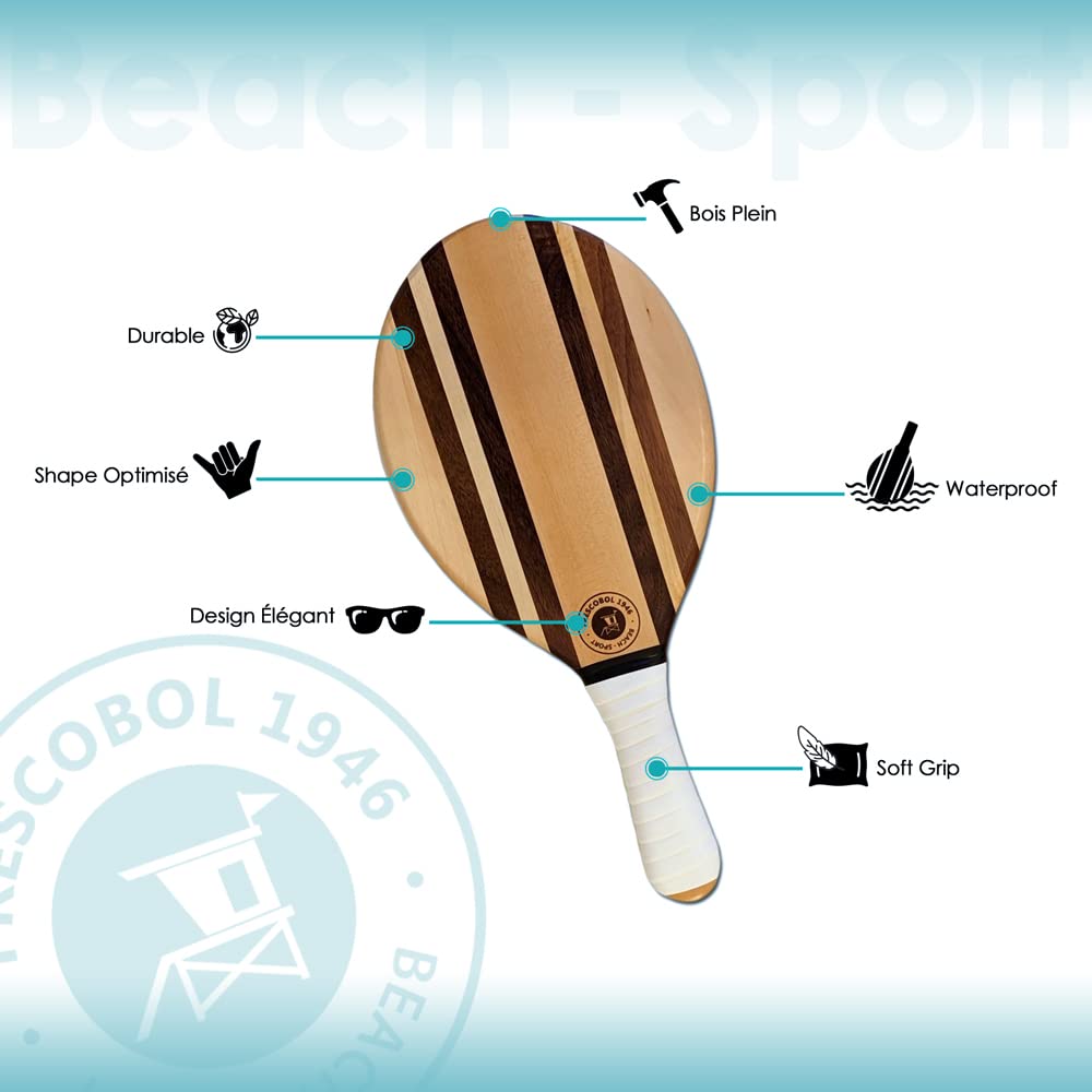 Racchetta da spiaggia White Nafaru | Set Frescobol Premium Qualità | Beach Tennis