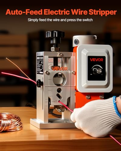 Image of VEVOR Electric Wire Stripping Machine, 0.06-1.57 in, 400W Automatic Motorized Cable Stripper, 9.84 IPS (15 m /min) Wire Peeler with Blades, V-Shaped Rollers, Cooling Fan, for Scrap Copper Recycling