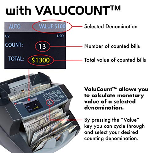 Cassida 6600 Money Counter UV Counterfeit Detection Bill Counter Mixed Denomination Machine Business Grade Currency Counter - Thumbnail 3