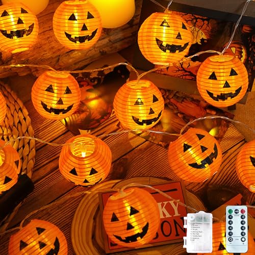 CHENBOOW Guirlanda de luzes, grinaldas luzes exterior 4 m, corrente de luzes de abóbora, decoração de Halloween, lanternas de abóbora, para carnaval, Mardi Gras, festa temática, véspera de todos os santos