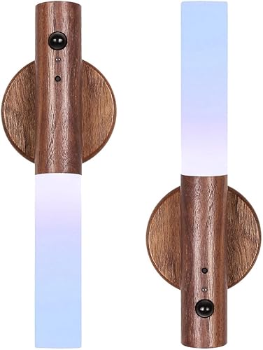 Miniatura 1 de LANDGOO Luz nocturna de madera recargable para guardería, luz LED RGB activada por movimiento para lactancia, decoración de dormitorio de niños