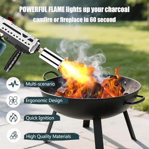 Image of ARTFLAMM Propane Torch Gun, Powerful Cooking Grill Torch Gun, Adjustable Flamethrower Multi Use Blow Torch for BBQ, Campfire, Charcoal Wood Grills Lighter(Tank Not Included)