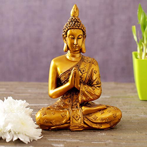 TIED RIBBONS Idol de Buda para decoración del hogar, estatua de Buda para decoración del hogar, adorno de estatua de Buda, resina pequeña de Buda zen meditación Cover