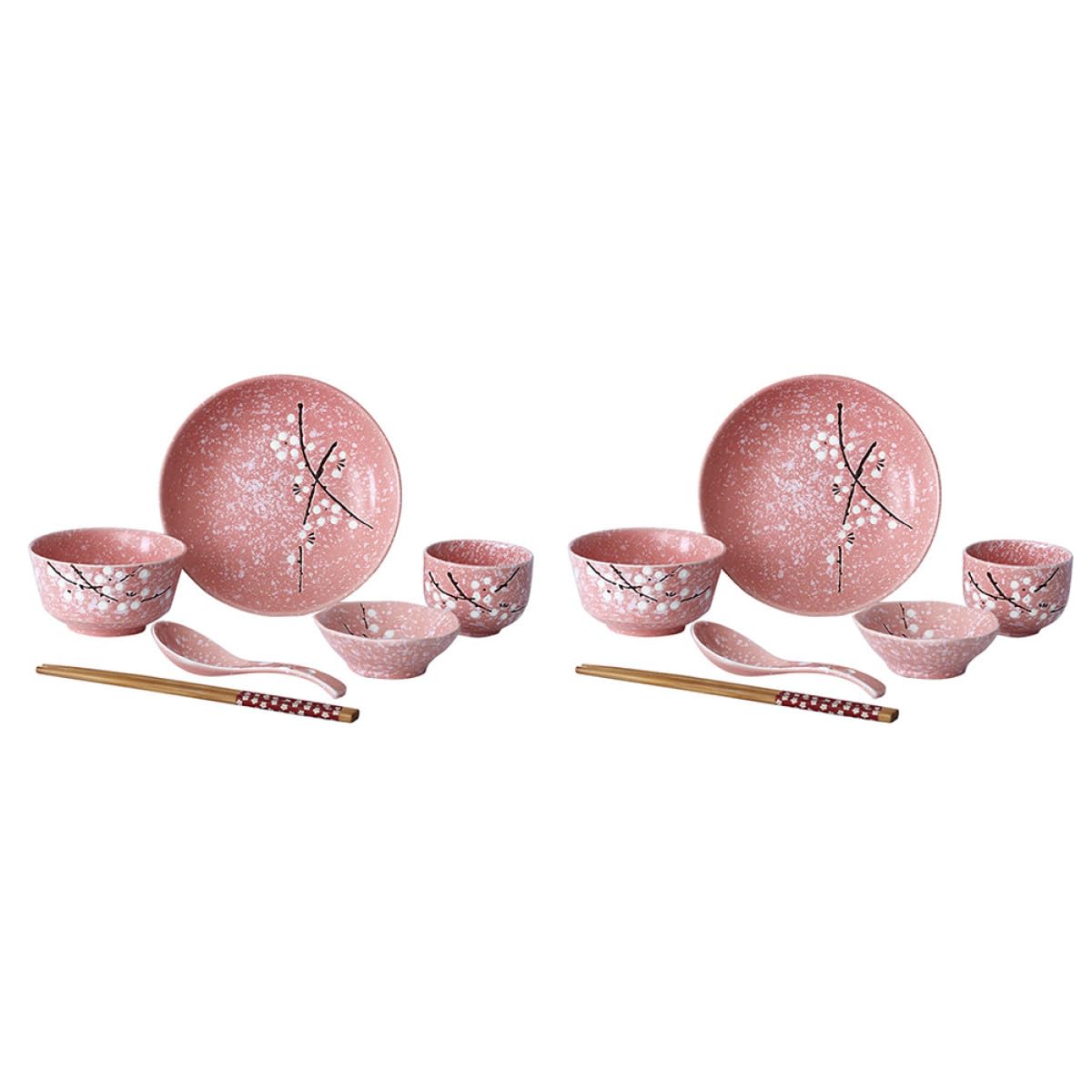 ibasenice Juego de Vajilla Cerámica Japonesa Rosa Estilo Delicado para Restaurante y Fiesta, Set de 12 Piezas para Uso Individual en Casa