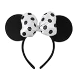 3D Polka Dot Velvet Mouse Ear Hair Bow Headband,Amusement Photography Headband, Fashion Headwear for Women Girls (3D satin white)