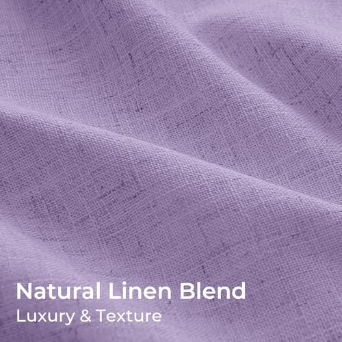 Pinch Pleated Blackout Curtains 84 Inch Long, Linen Blend, 100% Blackout Drapes with 20 Hooks, Ideal for Bedroom and Living Room, 40" W x 84" L (Pack of 2), Lavender Purple