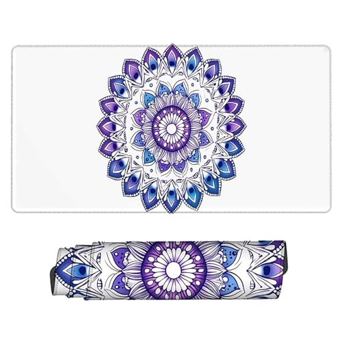 Tapis de souris XXL imperméable blanc protège bureau motif Mandala chic - 2