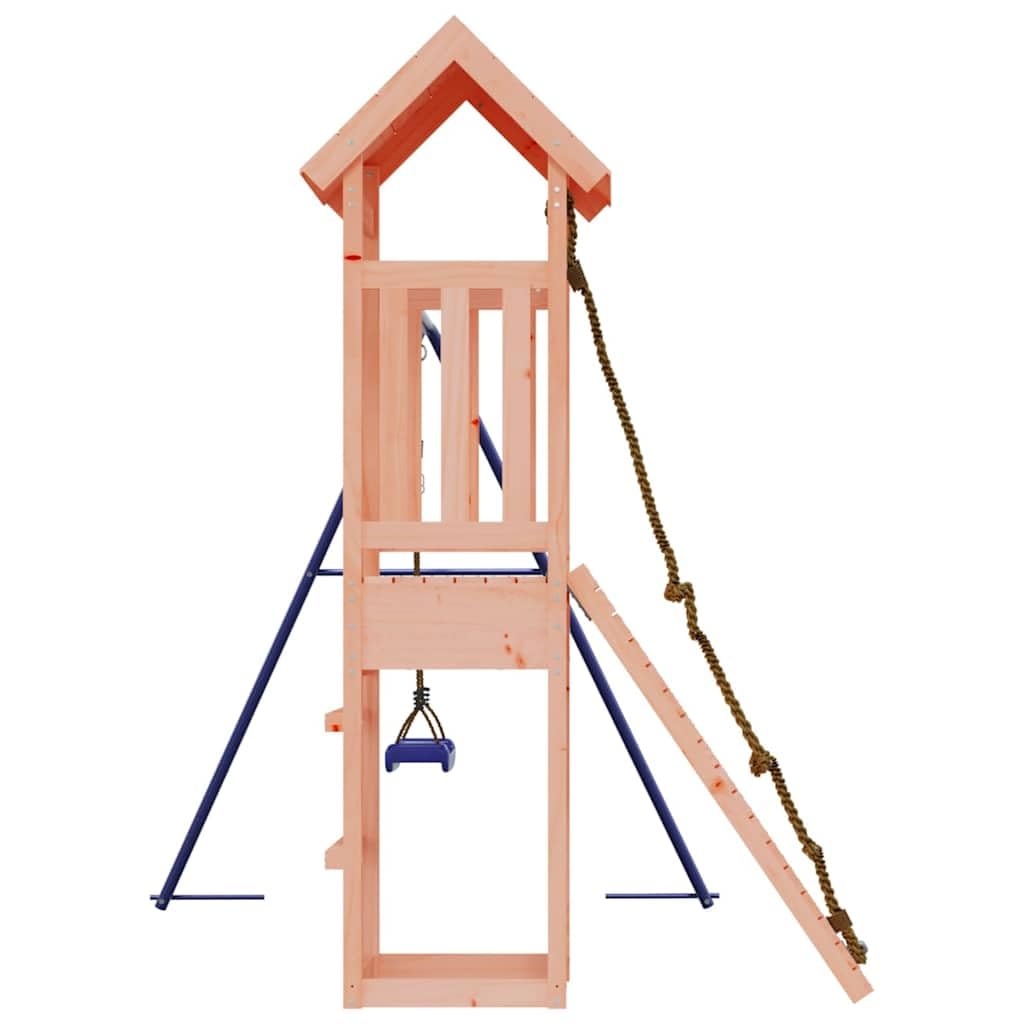 Torre da gioco in legno massiccio Douglasie con altalena, torre da arrampicata e parete da arrampicata, per bambini all'aperto, con piattaforma, corda, scala e seduta per un divertimento