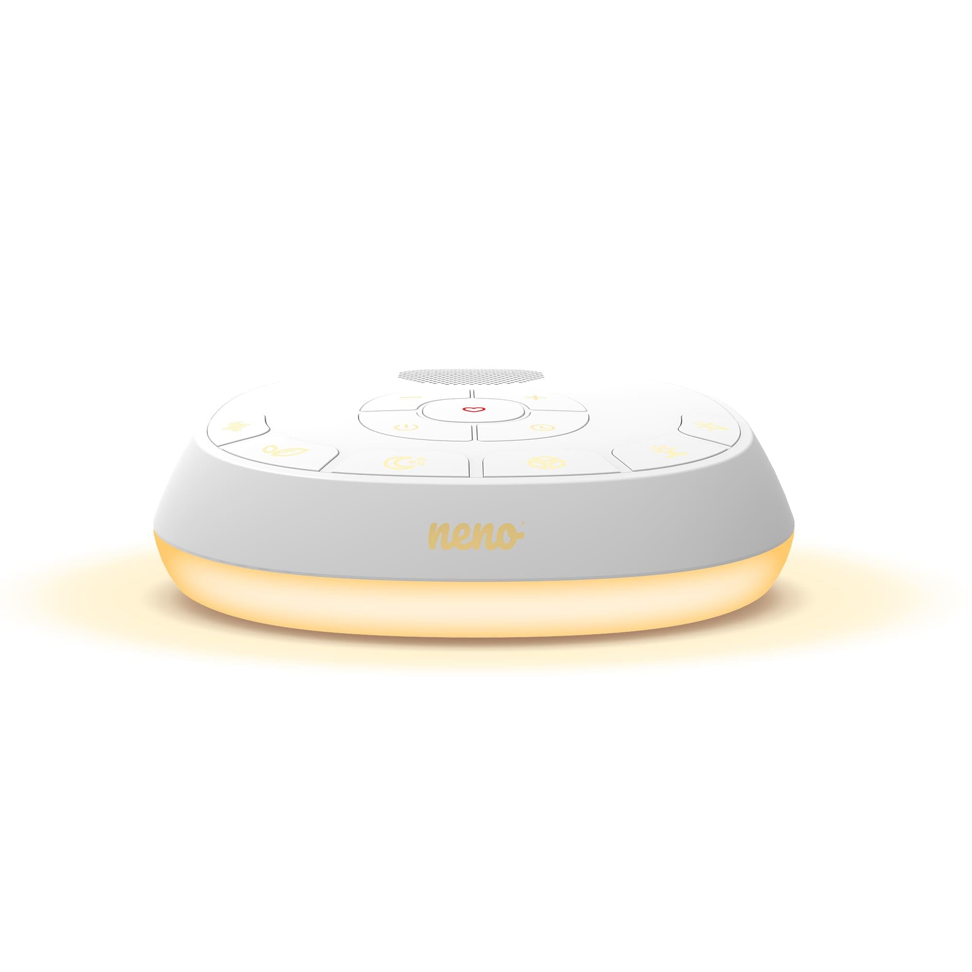 Neno Lumia White Noise Machine Baby - Weißes Rauschen mit Einschlafmusik - Einschlafhilfe Babys mit Nachtlicht - Naturgeräusche Box mit Stilllicht und Herzschlag-Aufnahmefunktion