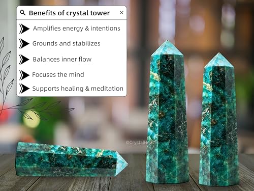 Image of Crystal Heaven Certified Chrome Diopside Tower Obelisk Point For Chakra, Healing And Balancing - Aaa Grade Original Certified Gemstone Agate For Reiki Meditation Yoga Spiritual (2-3 Inches)